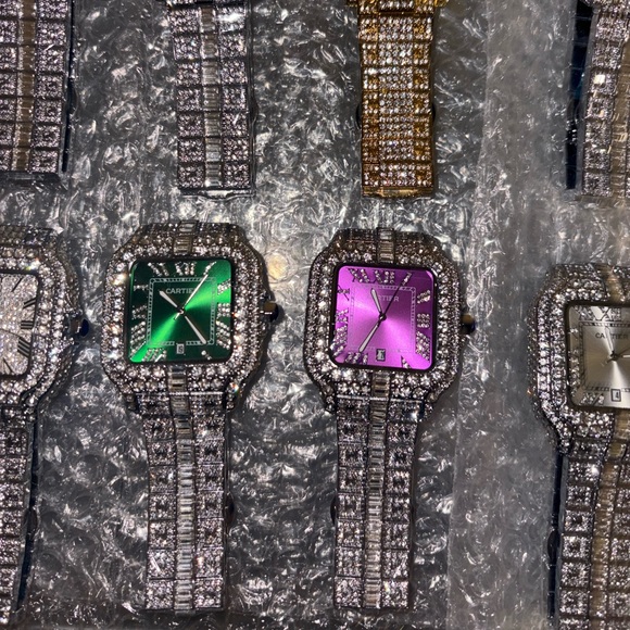 Green and Silver Diamond Watch - Picture 2 of 2